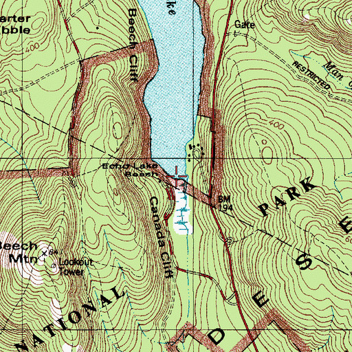 Topographic Map of Echo Lake Beach, ME