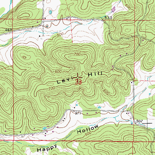 Topographic Map of Levi Hill, AR