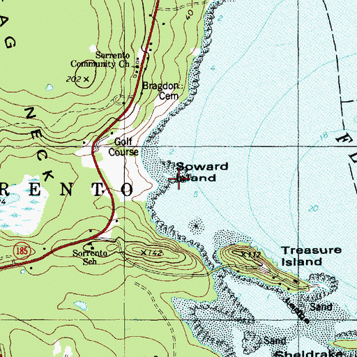 Topographic Map of Soward Island, ME