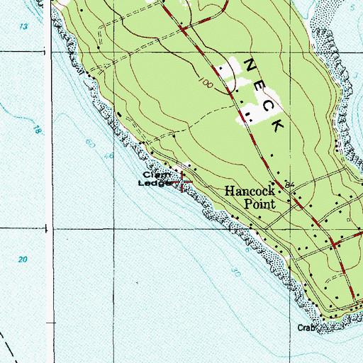 Topographic Map of Clam Ledge, ME