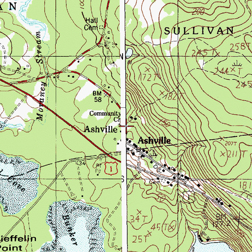 Topographic Map of Community Church, ME