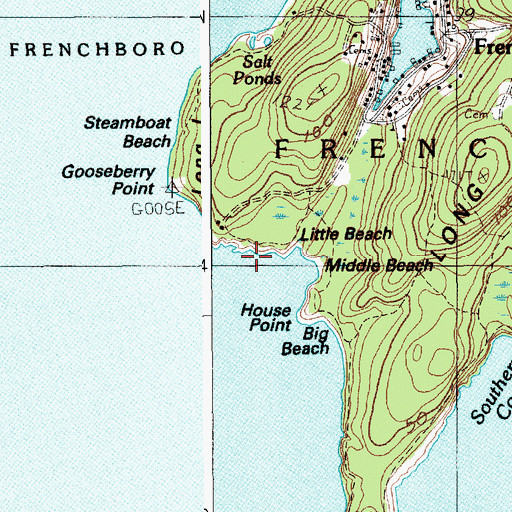 Topographic Map of Little Beach, ME