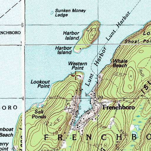 Topographic Map of Western Point, ME