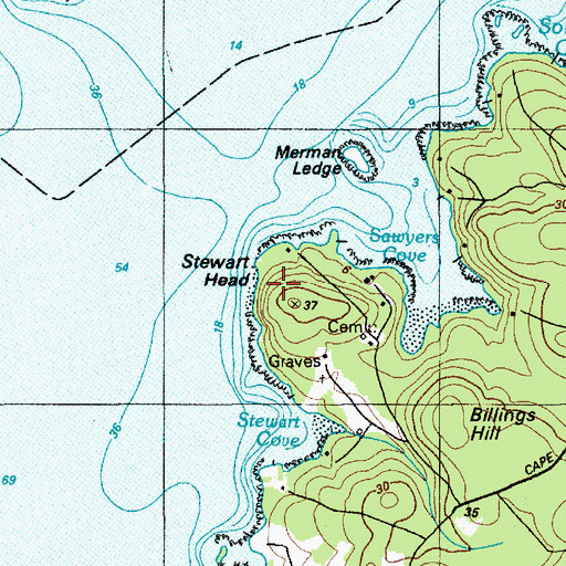 Topographic Map of Stewart Head, ME