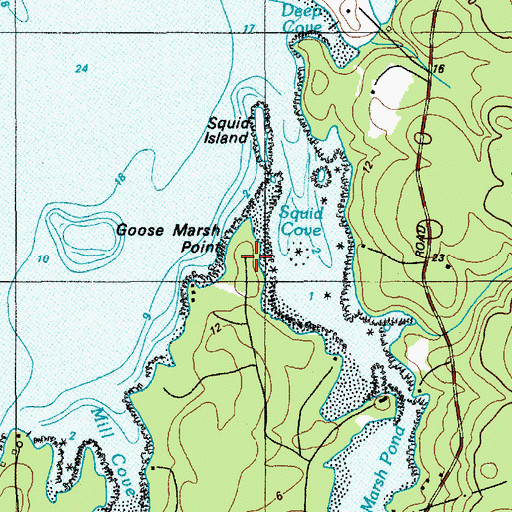 Topographic Map of Goose Marsh Point, ME