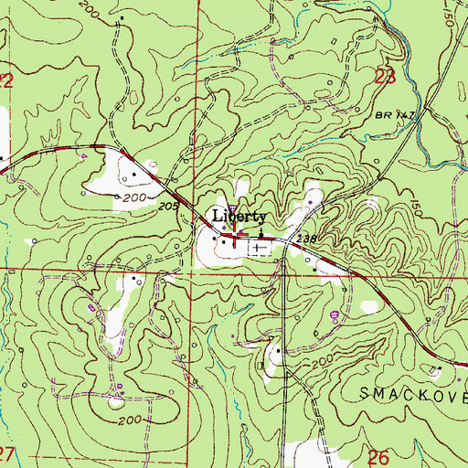 Topographic Map of Liberty, AR