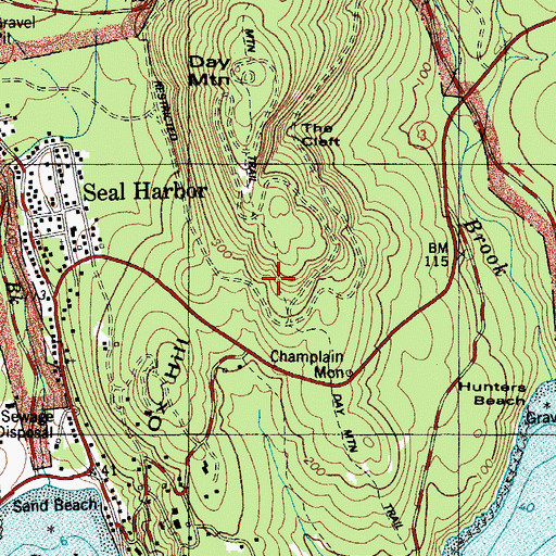 Topographic Map of Day Mountain Trail, ME