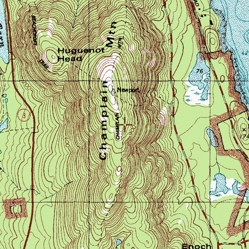 Topographic Map of Champlain Mountain Trail, ME