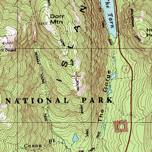 Topographic Map of Door Mountain South Ridge Trail, ME