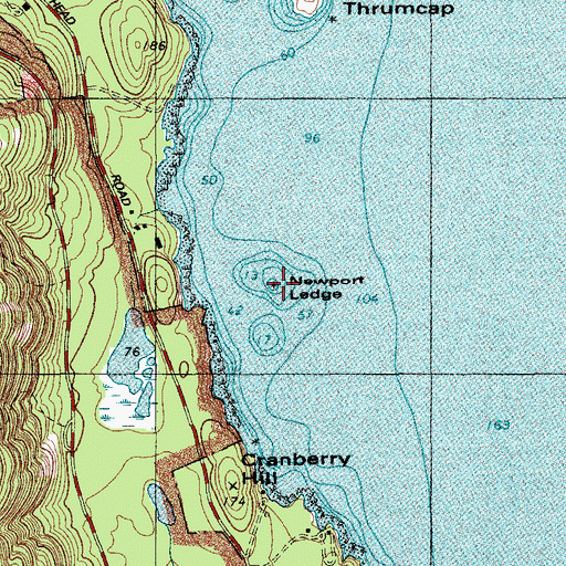 Topographic Map of Newport Ledge, ME