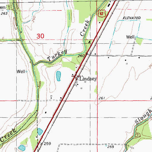 Topographic Map of Lindsey, AR