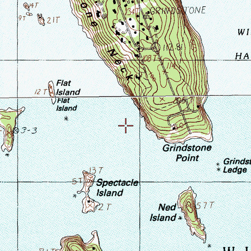 Topographic Map of Pulpit Ledge, ME