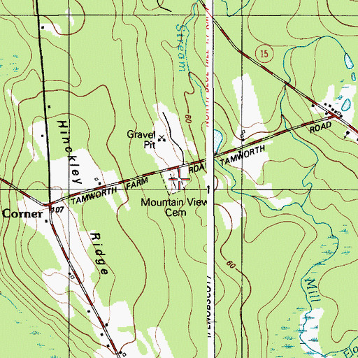 Topographic Map of Mountain View Cemetery, ME
