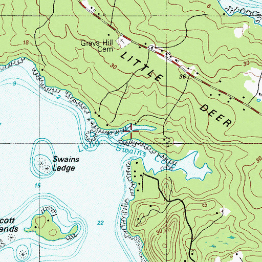 Topographic Map of Long Cove, ME
