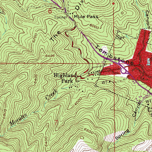 Topographic Map of Highland Park, AZ