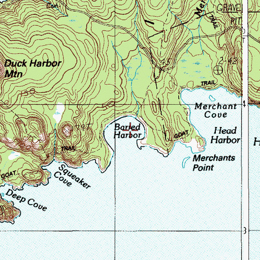 Topographic Map of Barred Harbor, ME