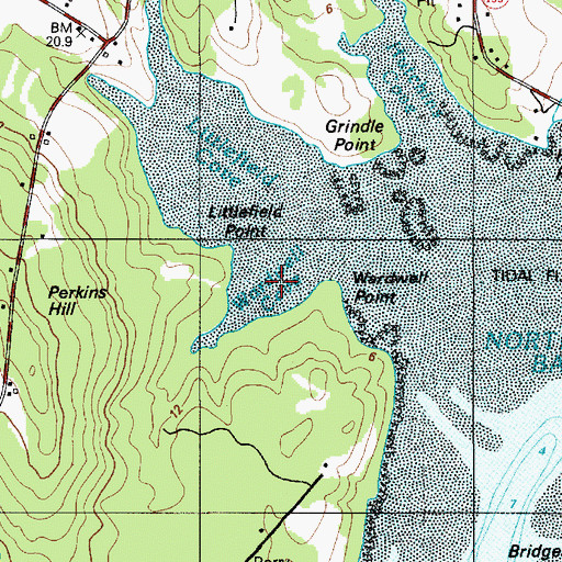 Topographic Map of Wardwell Cove, ME