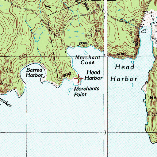 Topographic Map of Merchants Point, ME
