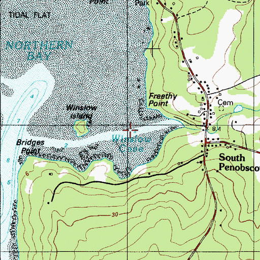Topographic Map of Winslow Cove, ME