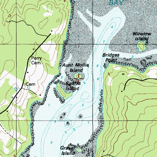 Topographic Map of Aunt Mollie Island, ME