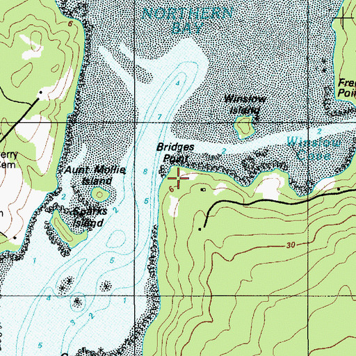 Topographic Map of Bridges Point, ME