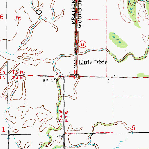Topographic Map of Little Dixie, AR