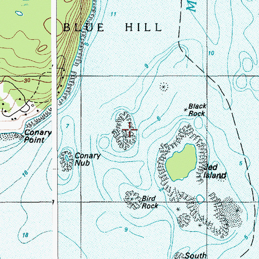 Topographic Map of Seal Ledge, ME