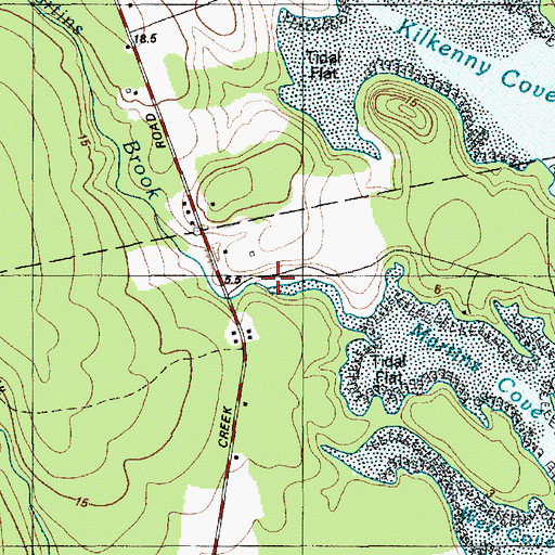 Topographic Map of Martins Brook, ME