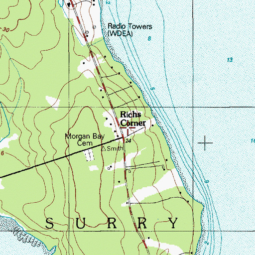 Topographic Map of Richs Corner, ME