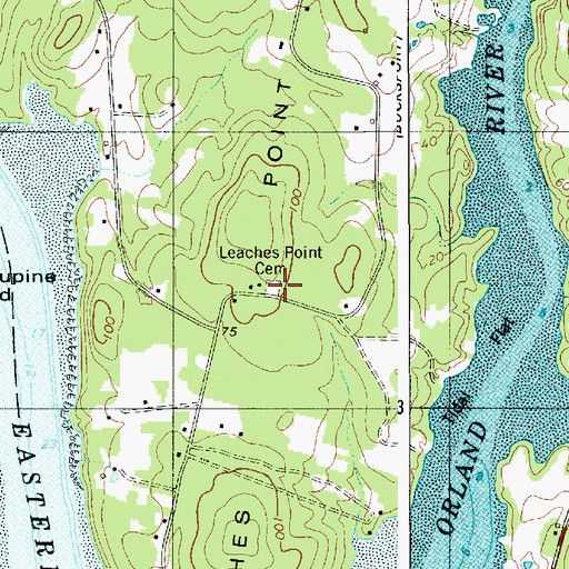 Topographic Map of Leaches Point Cemetery, ME