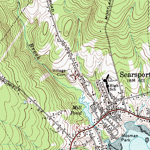 Topographic Map of Village Cemetery, ME