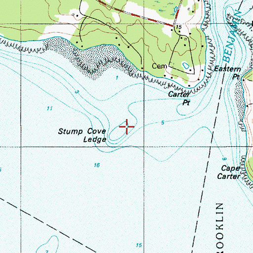 Topographic Map of Stump Cove Ledge, ME