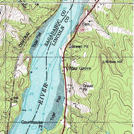 Topographic Map of Cedar Grove, ME