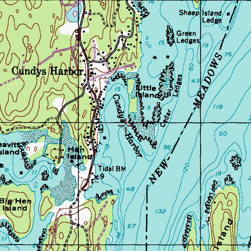 Topographic Map of Cundy Harbor, ME
