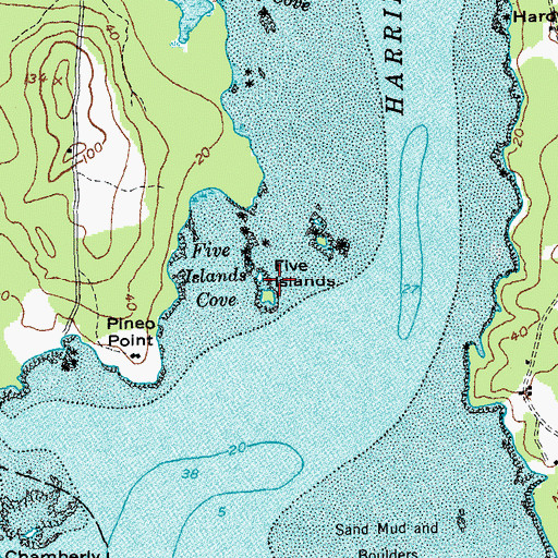 Topographic Map of Five Island, ME