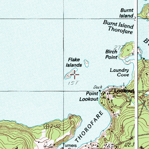 Topographic Map of Flake Island, ME
