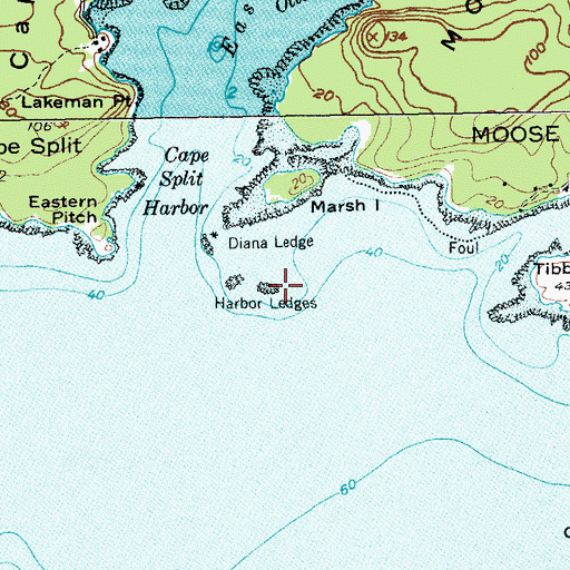 Topographic Map of Harbor Ledge, ME