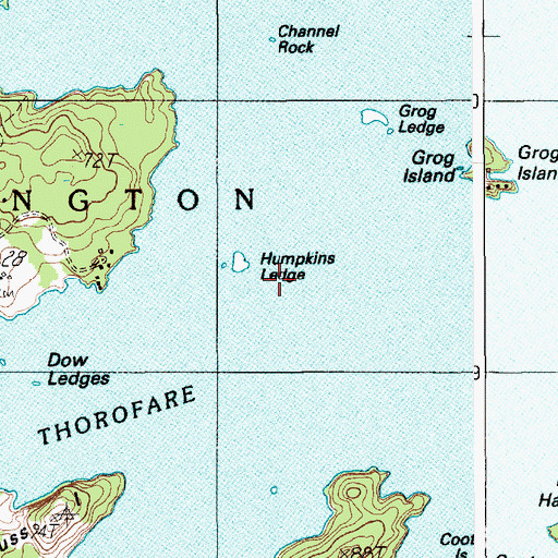 Topographic Map of Humpkins Island, ME
