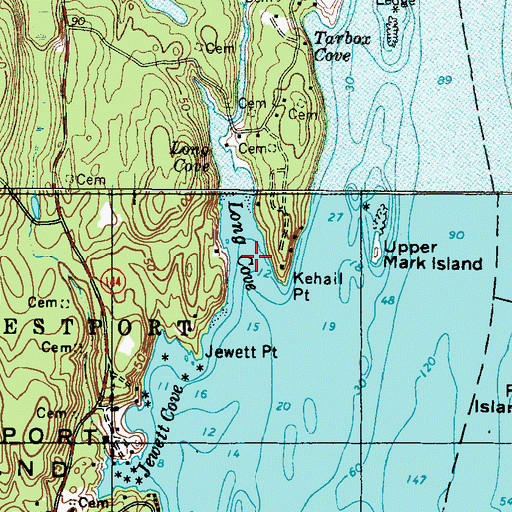 Topographic Map of Kehali Point, ME