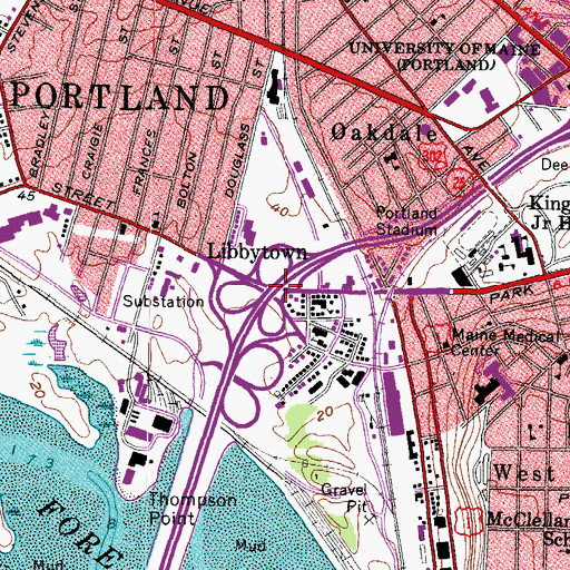 Topographic Map of Libbytown, ME