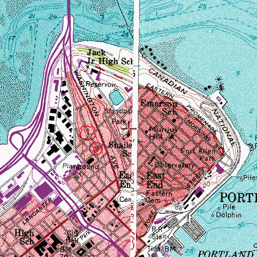 Topographic Map of Standpine Park, ME