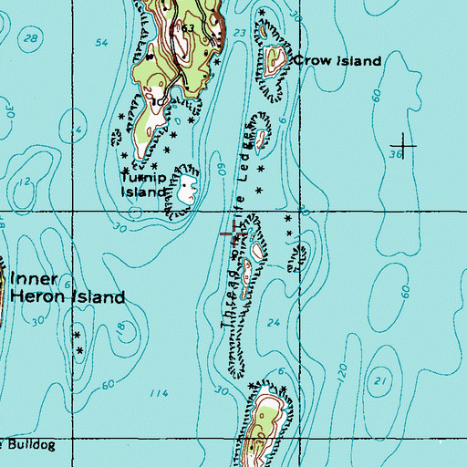 Topographic Map of Thread of Life Ledges, ME