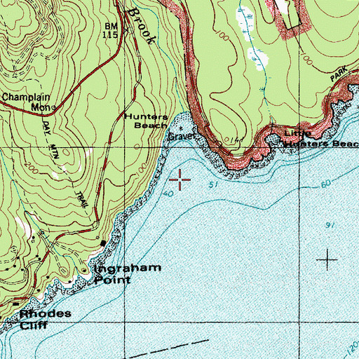Topographic Map of Hunters Beach Cove, ME