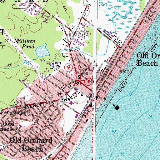 Topographic Map of Old Orchard Beach, ME