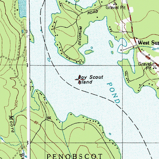 Topographic Map of Boy Scout Island, ME