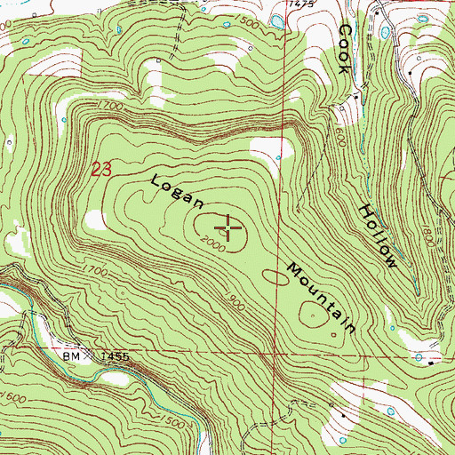 Topographic Map of Logan Mountain, AR