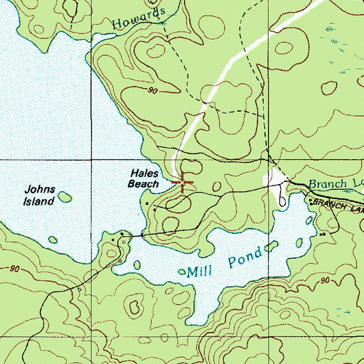 Topographic Map of Hales Beach, ME