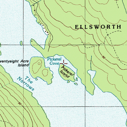 Topographic Map of Pickeral Cove, ME