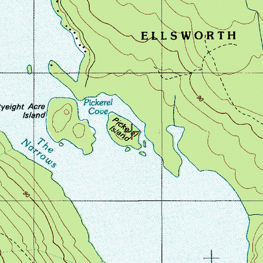 Topographic Map of Pickerel Island, ME