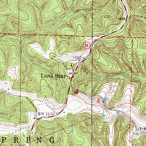 Topographic Map of Lone Star, AR